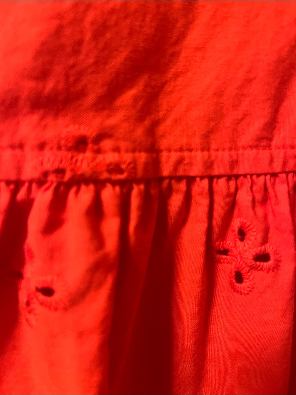 Free Assembly XXL 20 Red Eyelet Mini‎ Dress Puff Sleeve Cotton Tiered Cottage - Picture 5 of 9